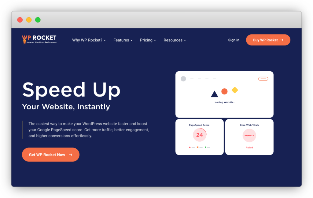 WP Rocket homepage
