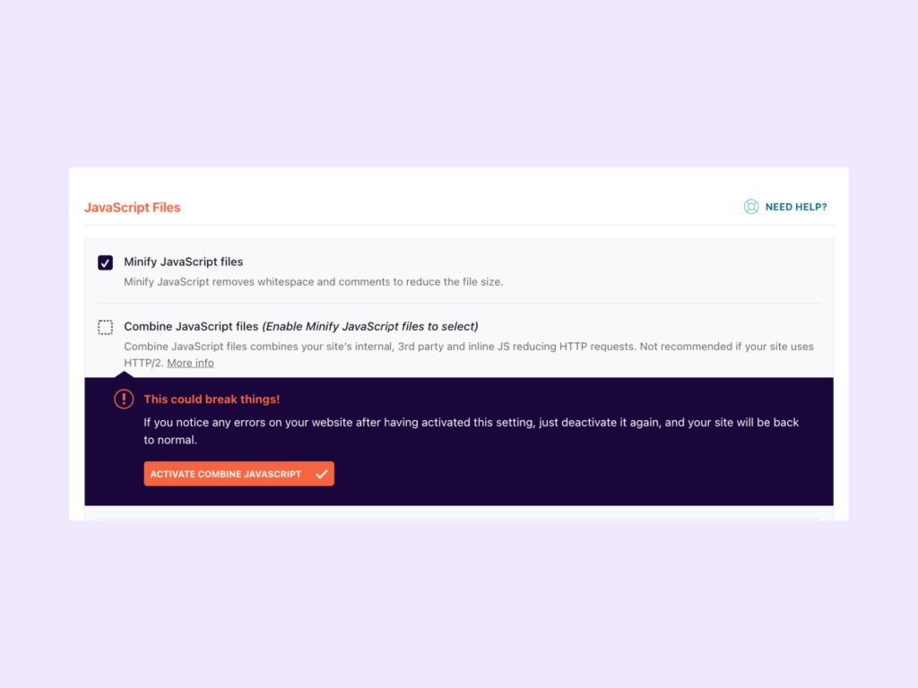 Combine JavaScript files in WP Rocket