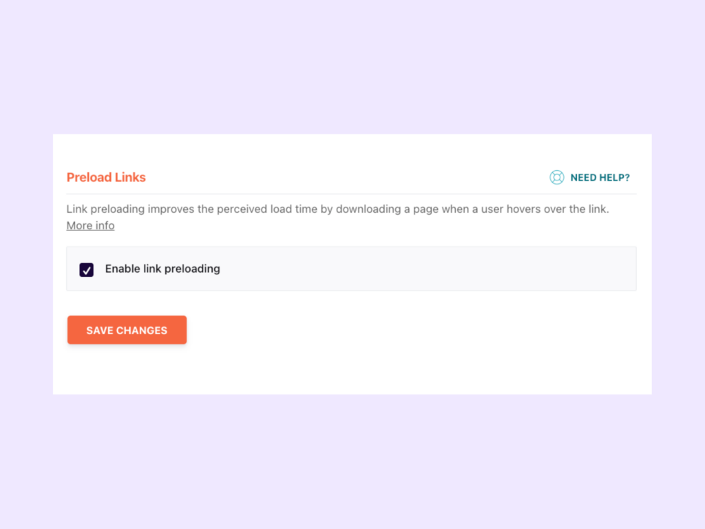 Enable link preloading setting in WP Rocket