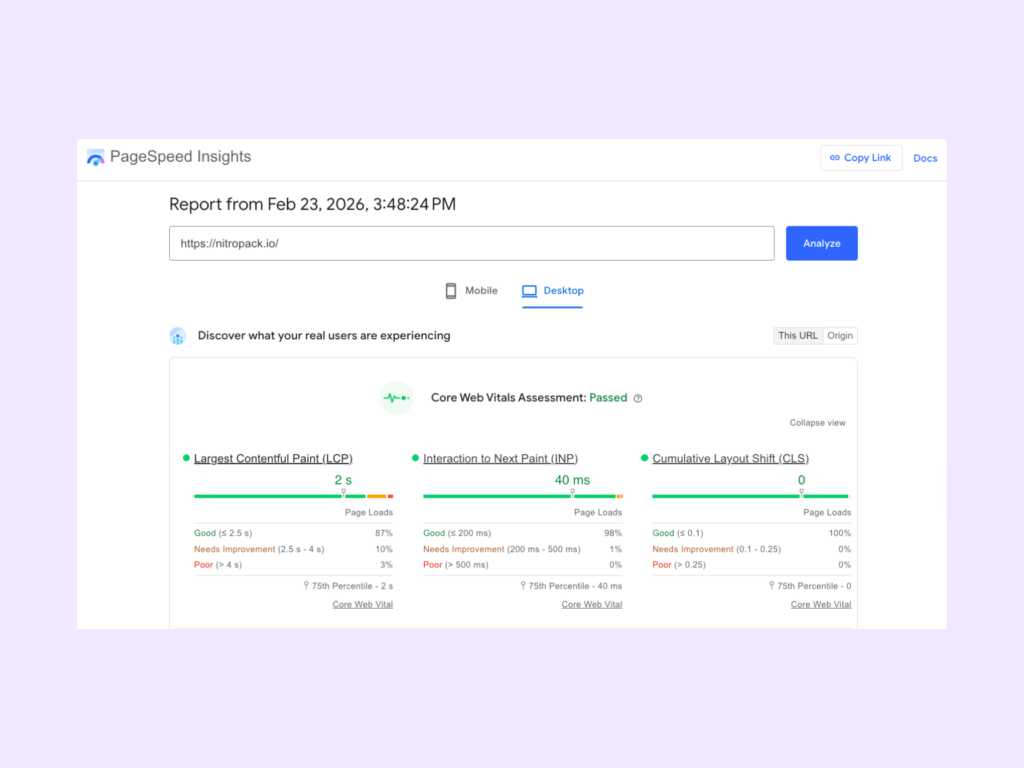 PageSpeed Insights for per-page diagnostics