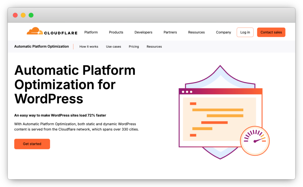 Cloudflare APO homepage