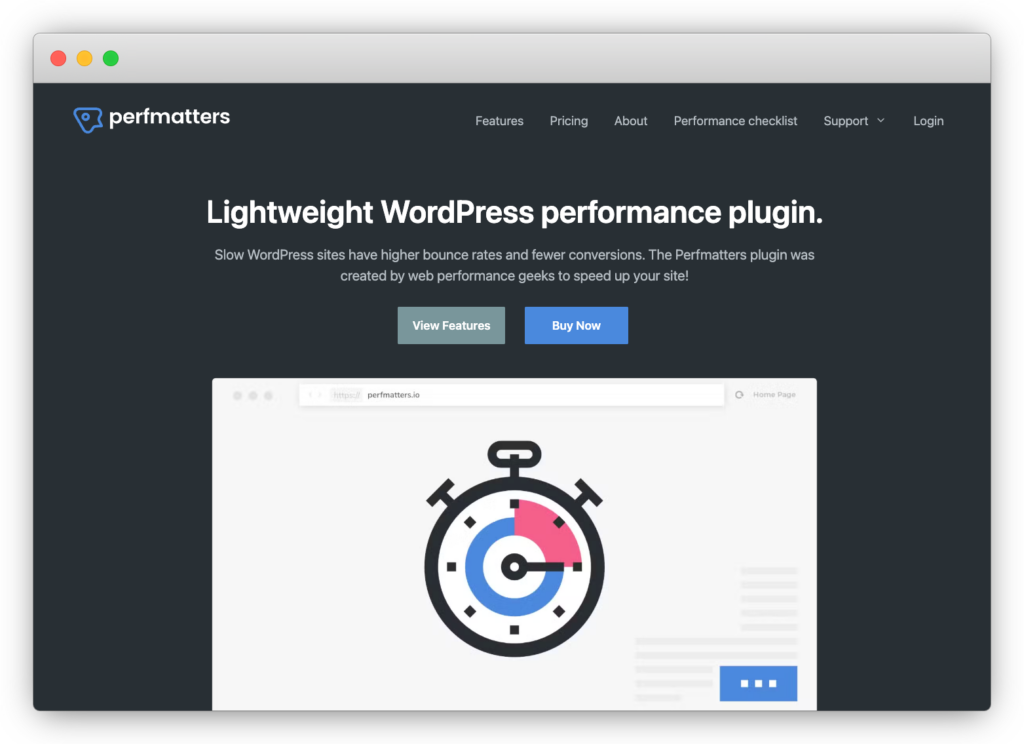 8 - Perfmatters homepage