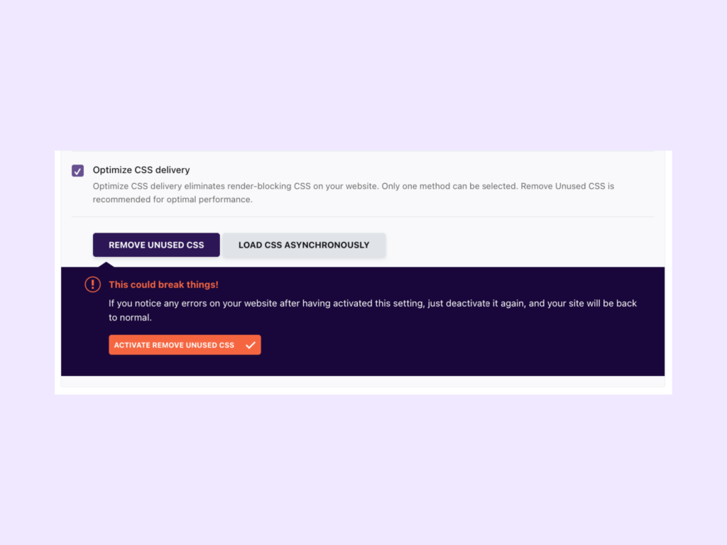 Remove unused CSS in WP Rocket