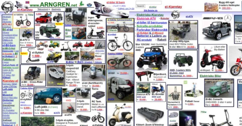 Arngren's cluttered home page, making it a good example of poor user experience