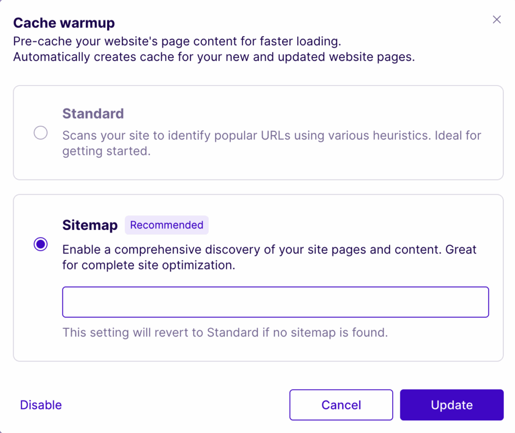 Cache Warmup by Nitropack