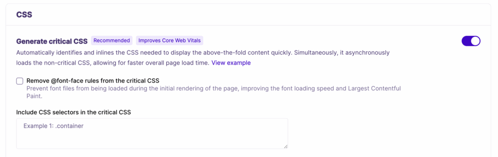 NitroPack's Generate Critical CSS feature