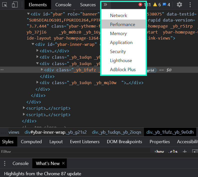 Chrome DevTools performance