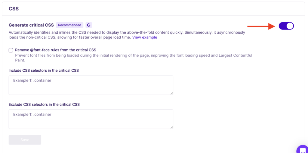 How to enable NitroPack's Generate critical CSS feature in the web app