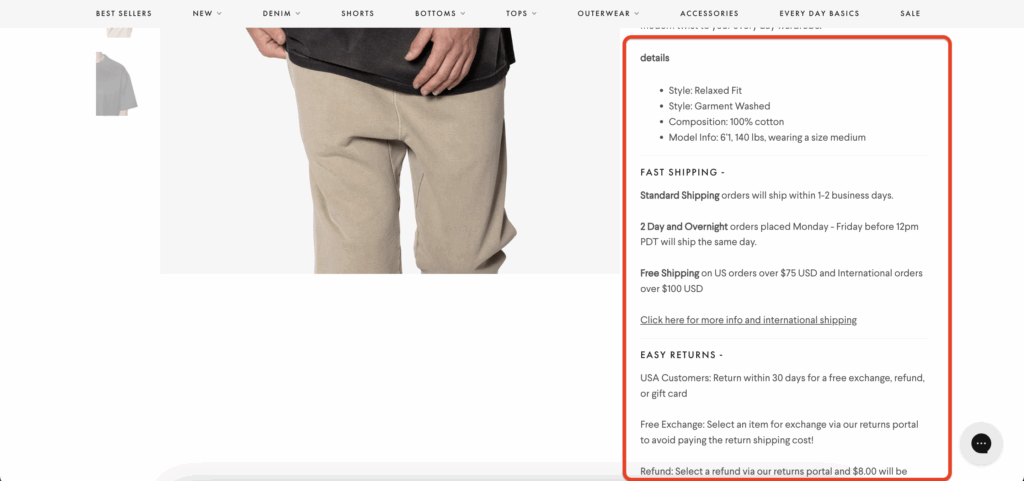 mnml product description example