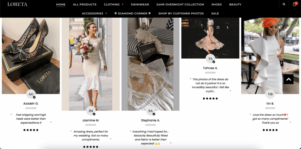 Loreta customer reviews example