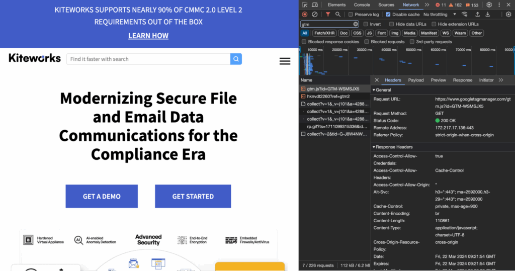Page inspect for Google Analytics Tracking Code