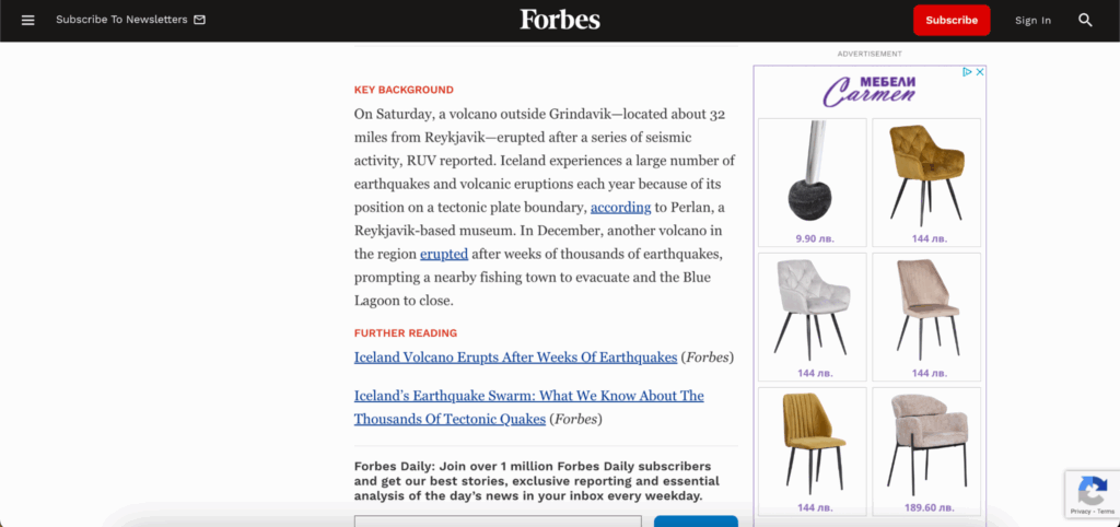 Google AdSense Ads in Blog Article Page