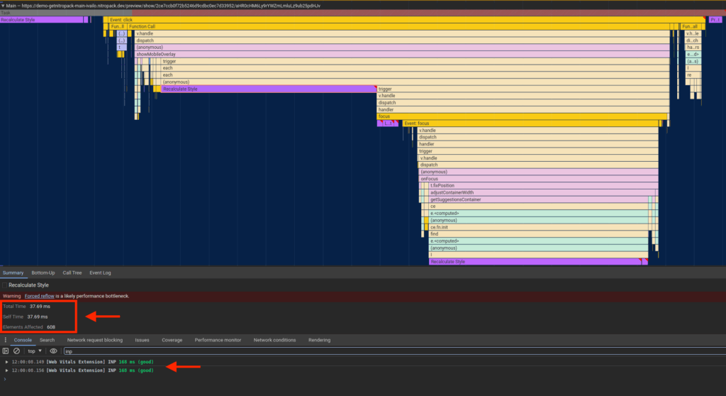 INP score with NitroPack