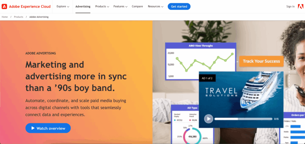 Adove advertising home page