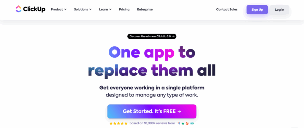 ClickUp home page