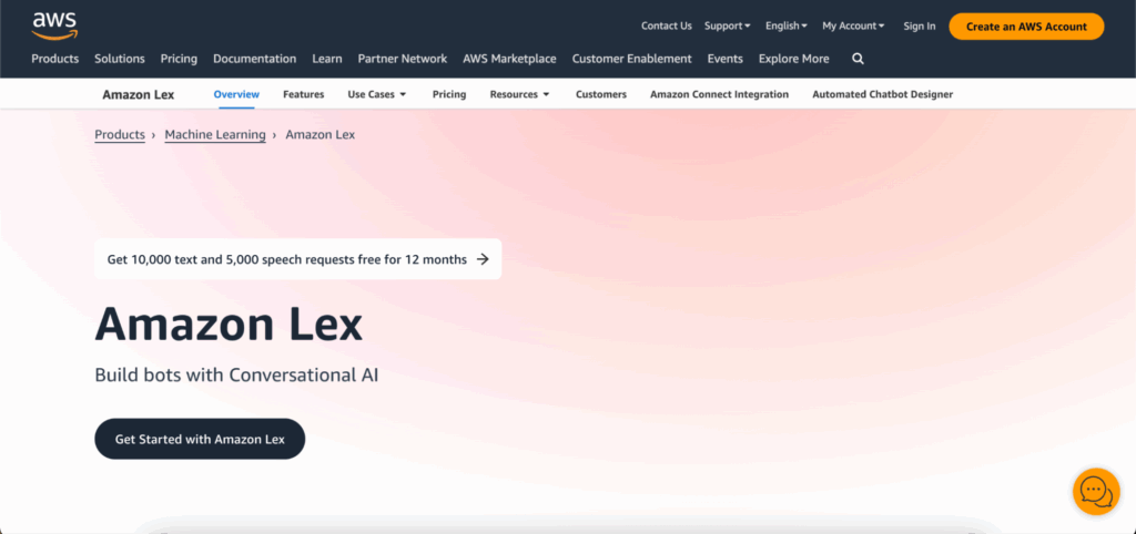 Amazon lex home page