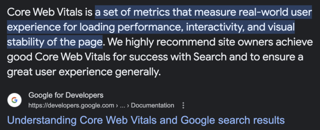 Page experience and Core Web Vitals by Google Developers