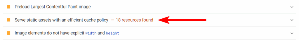 PageSpeed Insights Cache Warning