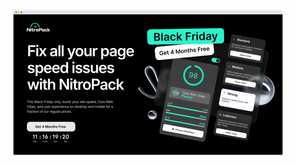 NitroPack landing page for Black Friday Offer