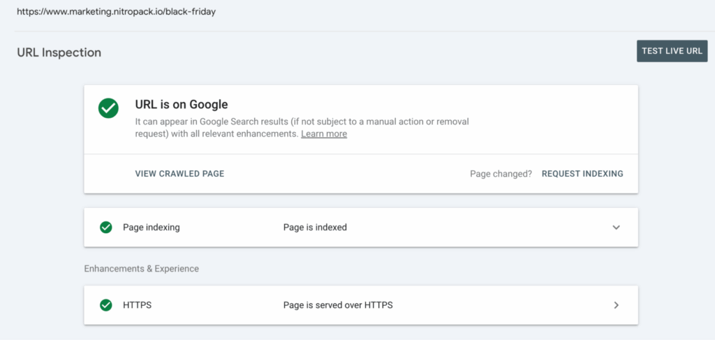 URL inspection in Google Search Console