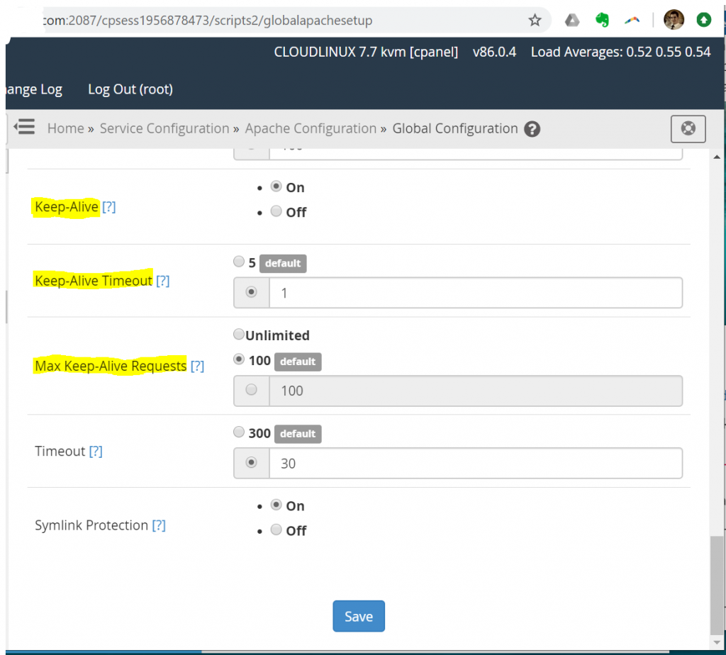 Keep-Alive Setting in Apache