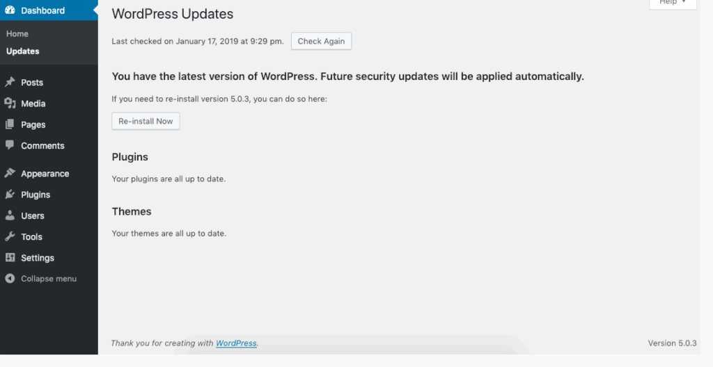 WordPress updates