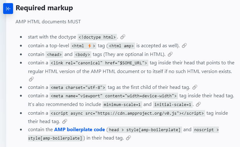 AMP Required Markup