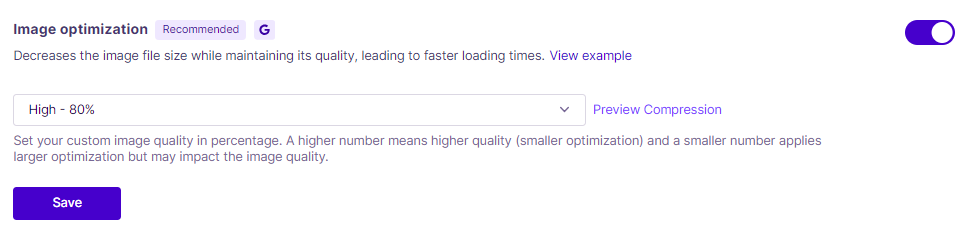 Image optimization feature nitropack