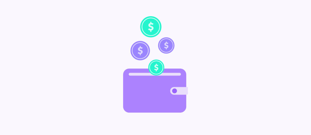 Wallet with coins flying in it