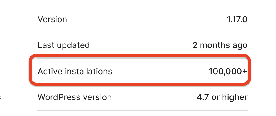 Number of installations