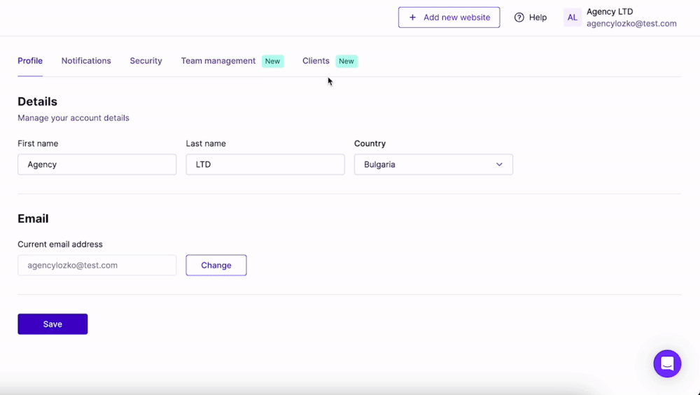 NitroPack Clients feature