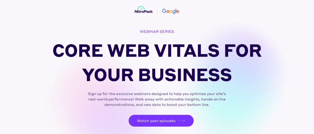 NitroPack Core Web Vitals for Business webinar series