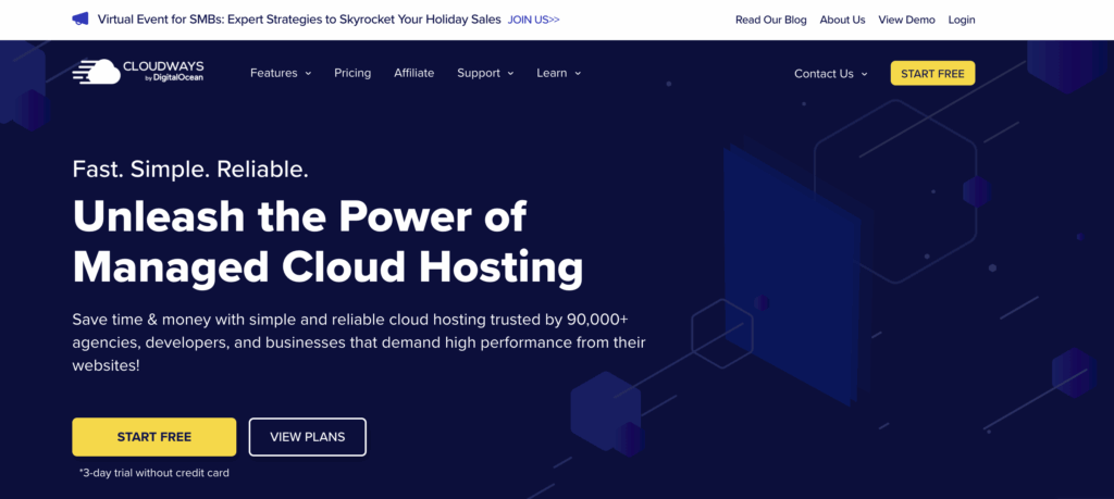 Cloudways home page