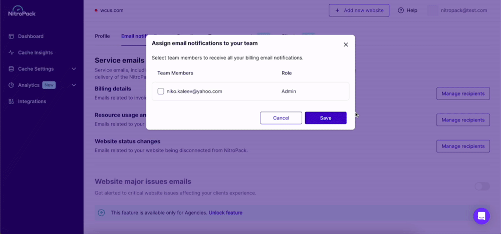 How to assign email notifications