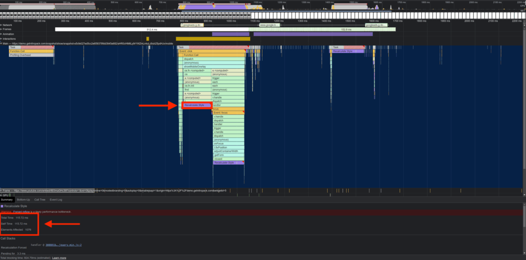 Chrome DevTools longer task investigation
