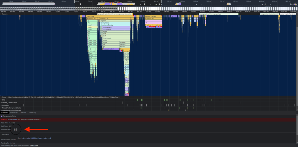Chrome DevTools results after INP optimization