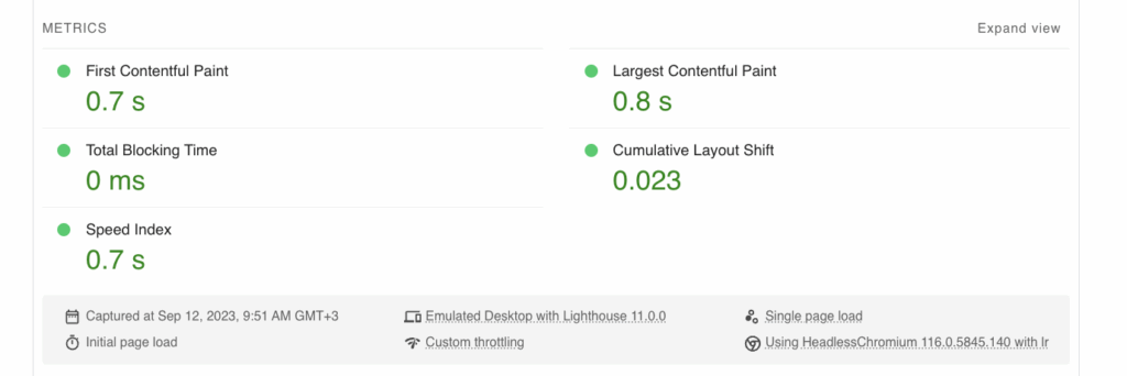 PSI report lab-based metrics