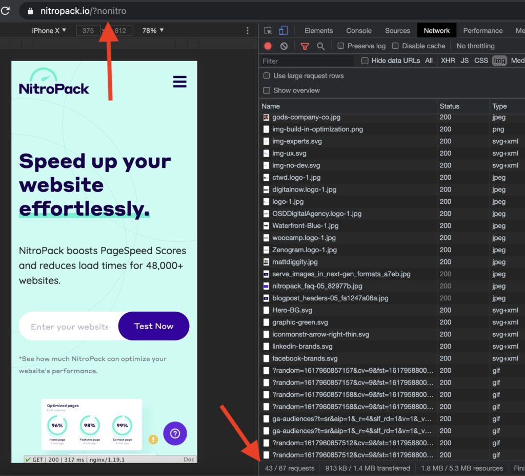 nonitro homepage example