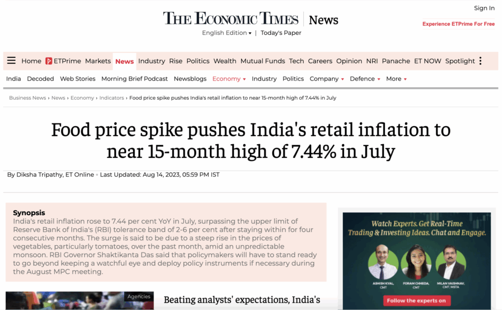 The Economic Times Home Page