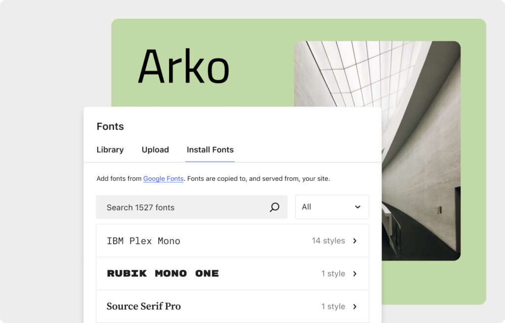WordPress 6.5 Font Library