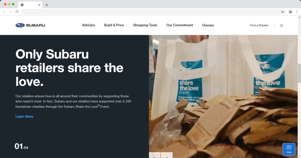 Subaru highlighting unique selling point