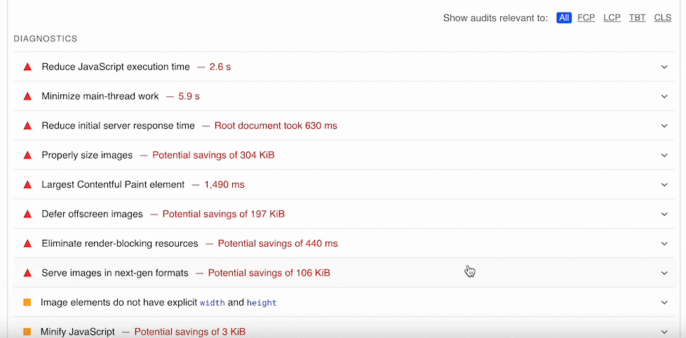PSI Report Core Web VItals assessment passed