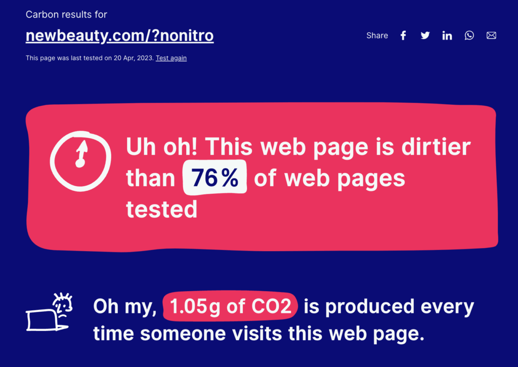 NewBeauty CO2 emissions without NitroPack