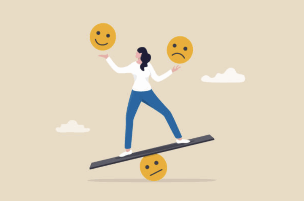 Balancing between consumer emotions illustration