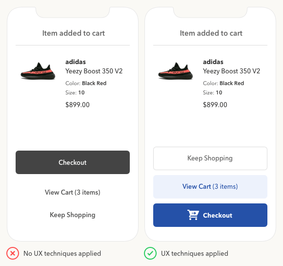 Checkout design with effective CTA buttons