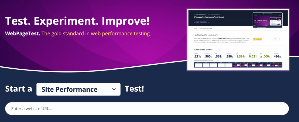 WebPageTest Analyze Site Performance