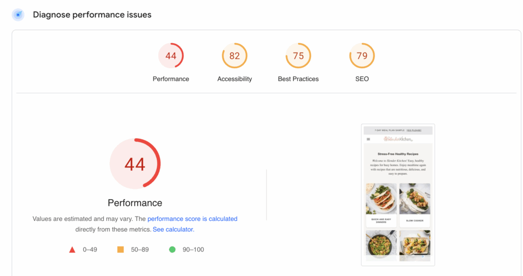 Poor Google PSI Score Results