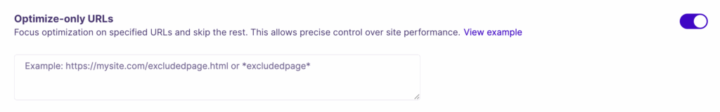 Optimize only URLs NitroPack