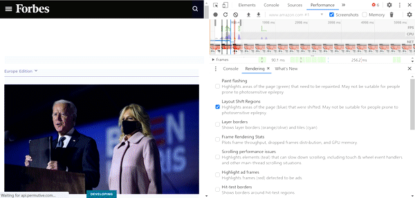 Layout shift example