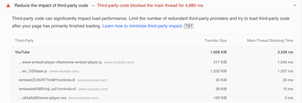 PSI warning reduce the impact of third-party code